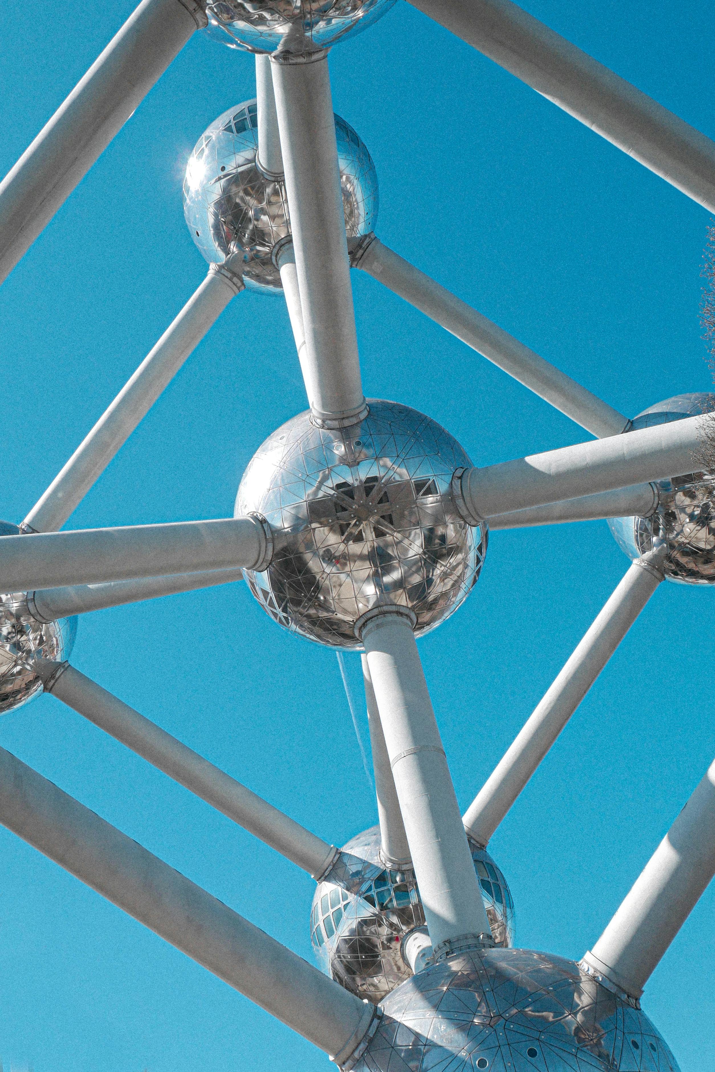 Brussels Top Attractions Futuristic architectural monument with metallic spheres